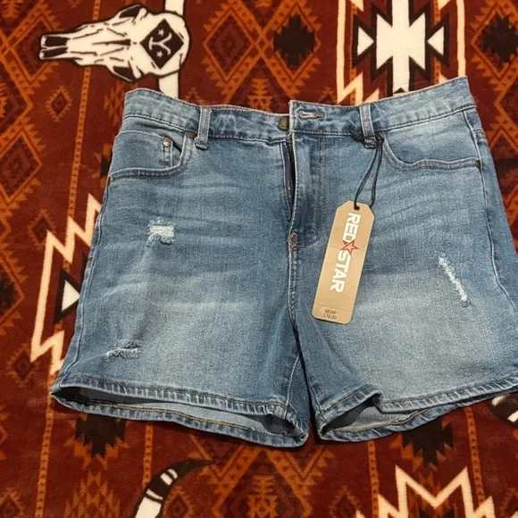 Women's Distressed Blue Jean Shorts - Picture 1 of 3